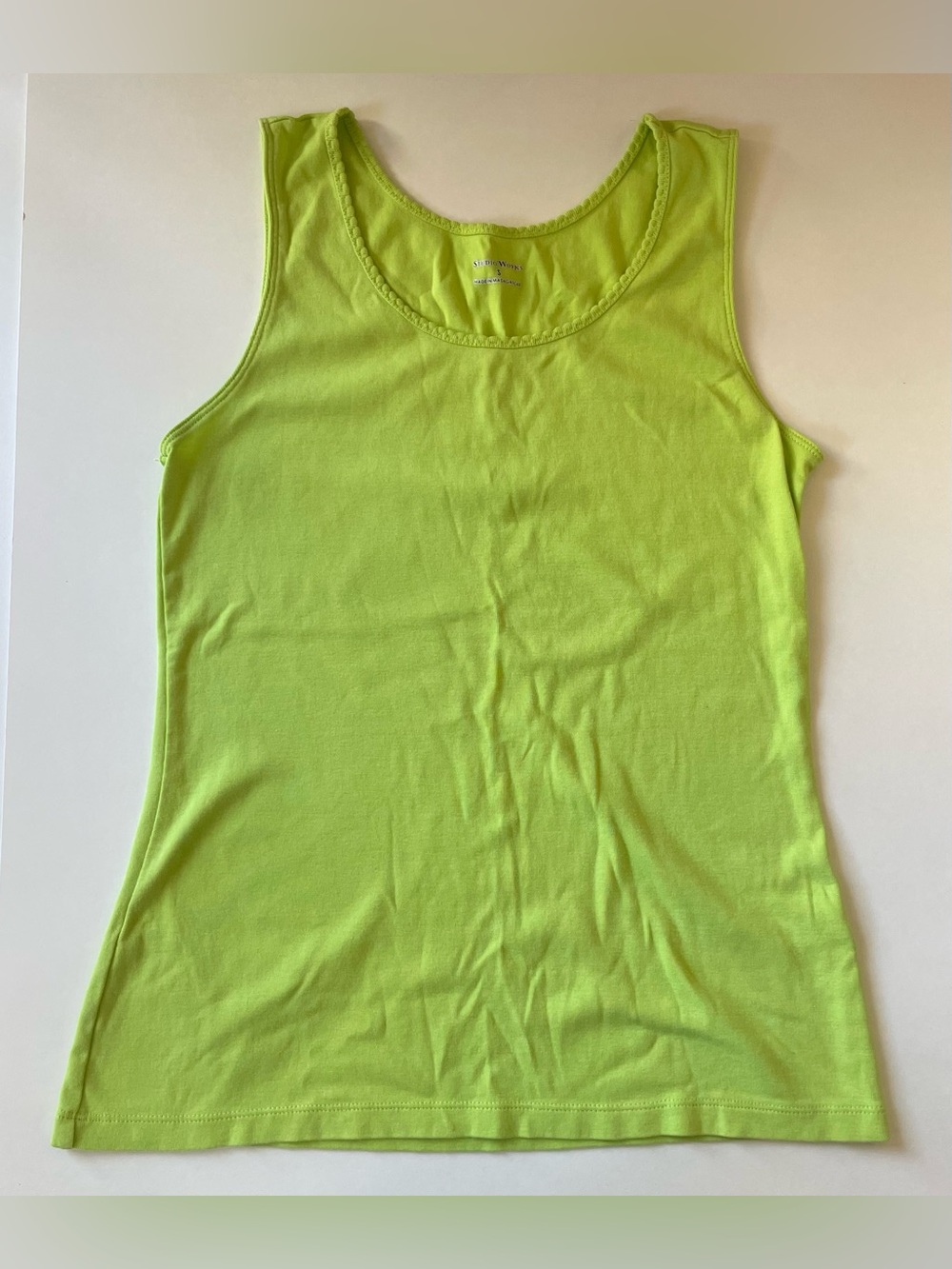 Studio Works Cotton Lime Green Scoop Neck Tank Top